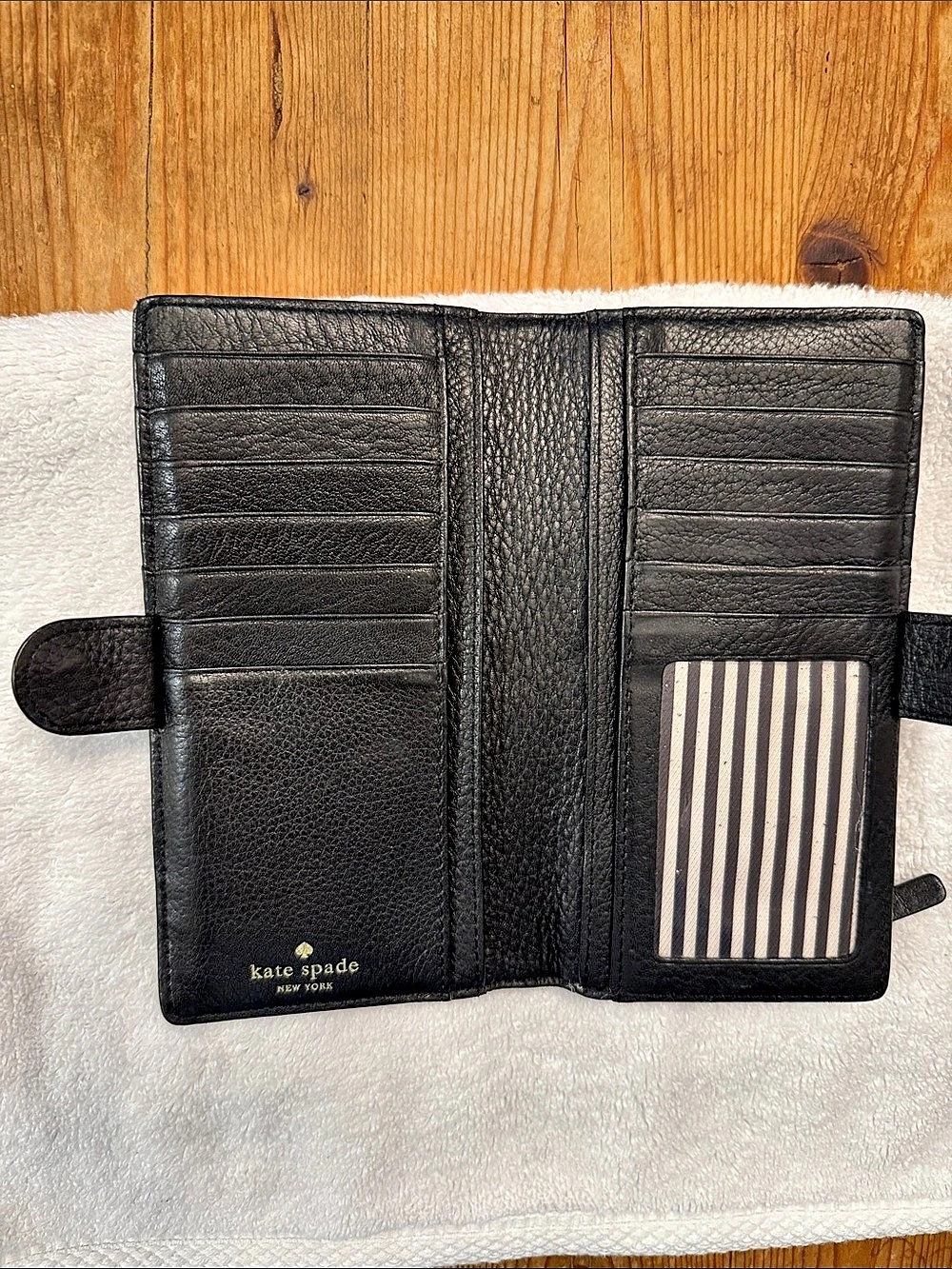 Kate Spade Taylor Pebbled Leather Slim Bifold Wallet Black